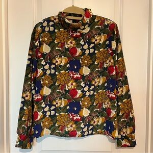 Worthington Vintage Floral Long Sleeve Petite Blouse with High Neck